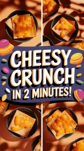 Delicious cheap microwave tortilla chips topped with melted cheese, perfect for a quick snack.