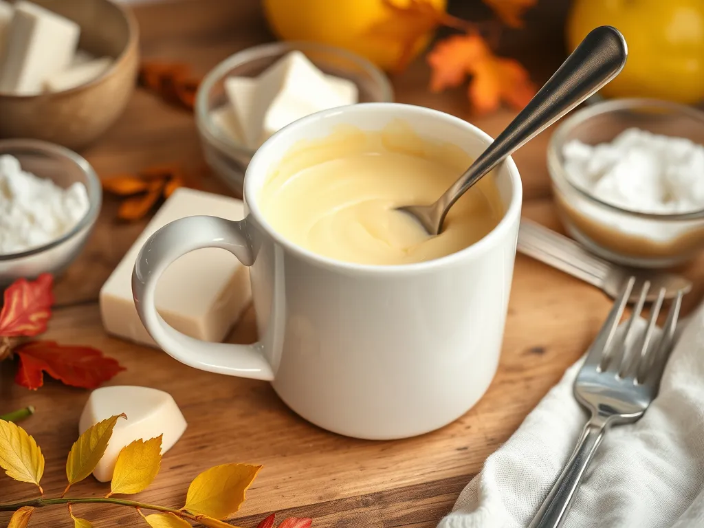 No-Bake 2-Minute Microwave Cheesecake Mug filled with creamy cheesecake batter