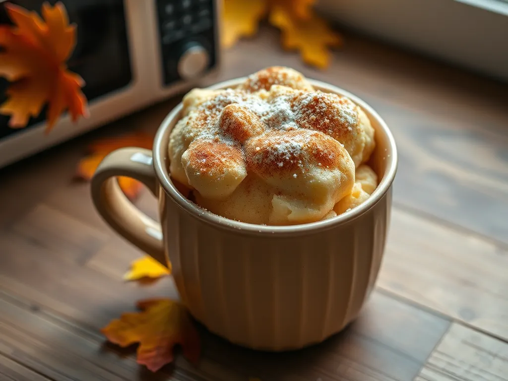 Delicious 2-Minute Microwave Churro Mug Cake with cinnamon sugar topping.