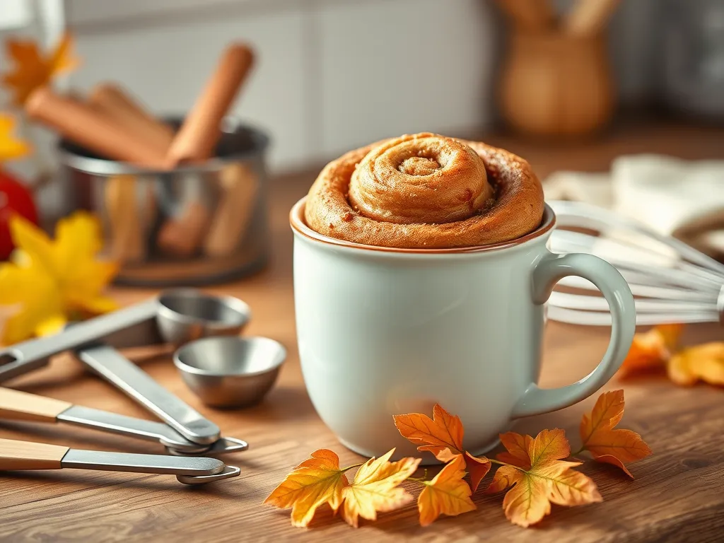 Delicious microwave cinnamon roll in a cup, perfect for a quick dessert.