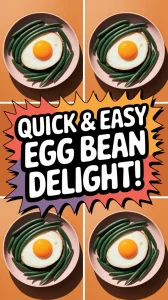 Delicious microwave egg served with canned green beans