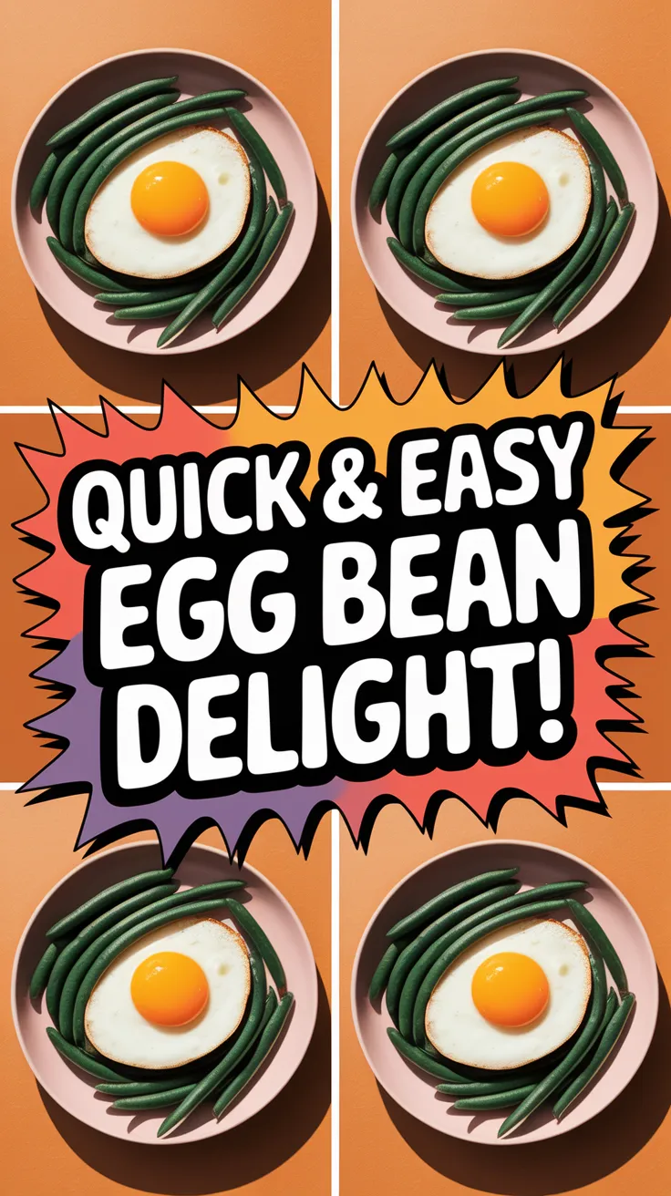 Delicious microwave egg served with canned green beans