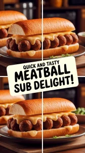 Delicious lazy microwave frozen meatball sub with cheese