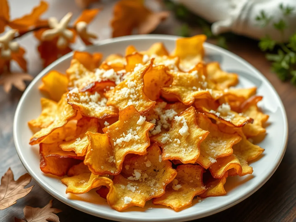 Delicious microwave garlic Parmesan chips served on a white plate