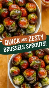Delicious quick microwave honey sriracha Brussels sprouts in a bowl