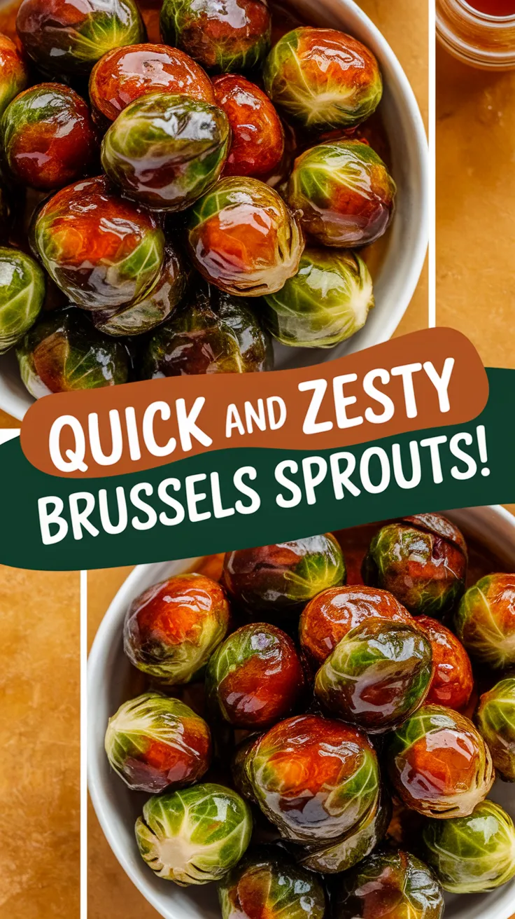 Delicious quick microwave honey sriracha Brussels sprouts in a bowl