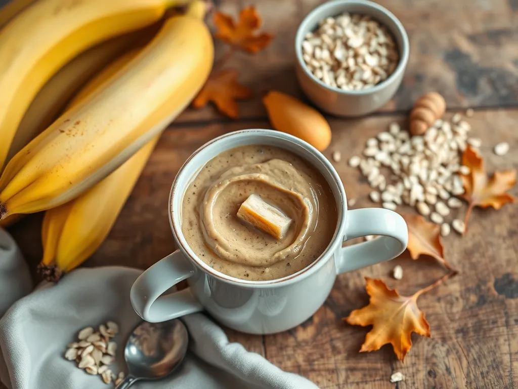 Delicious microwave peanut butter banana mug with bananas, oats, and honey