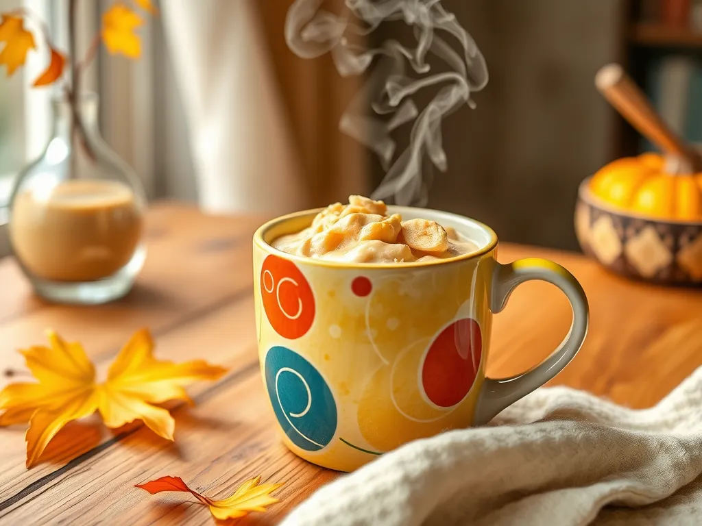 Delicious 2-Minute Microwave Peanut Butter Banana Mug Pudding with steam rising