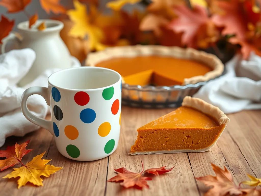 Delicious microwave pumpkin pie mug with fall decorations