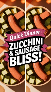 Lazy microwave pre-cooked sausage with canned diced zucchini for a quick meal.