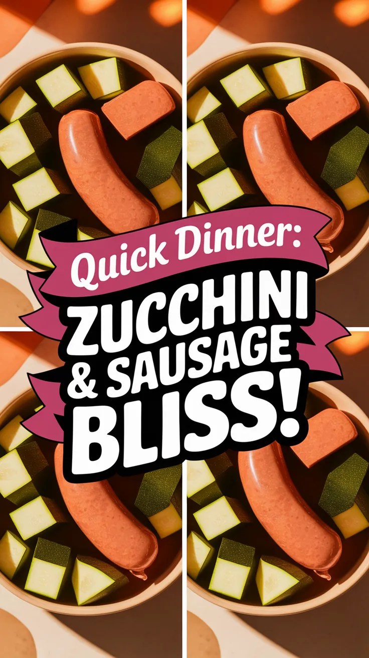 Lazy microwave pre-cooked sausage with canned diced zucchini for a quick meal.