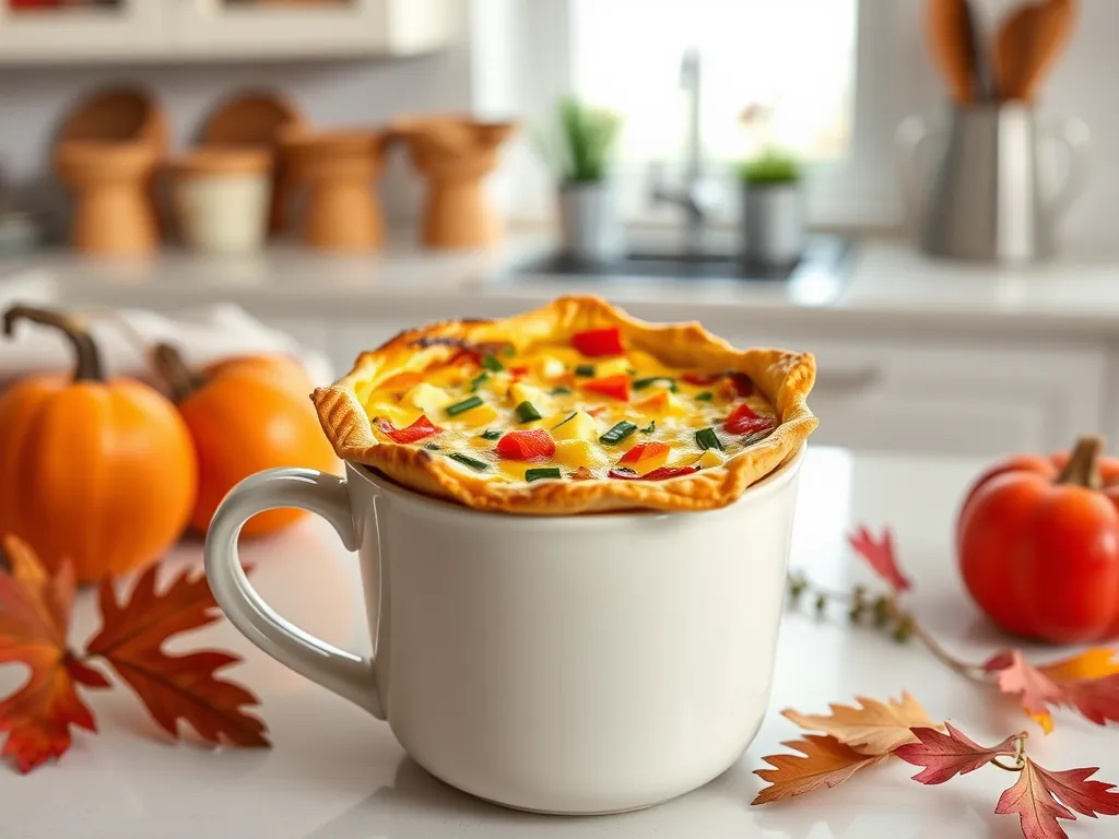 Delicious mini quiche in a mug cup, perfect for microwave cooking.