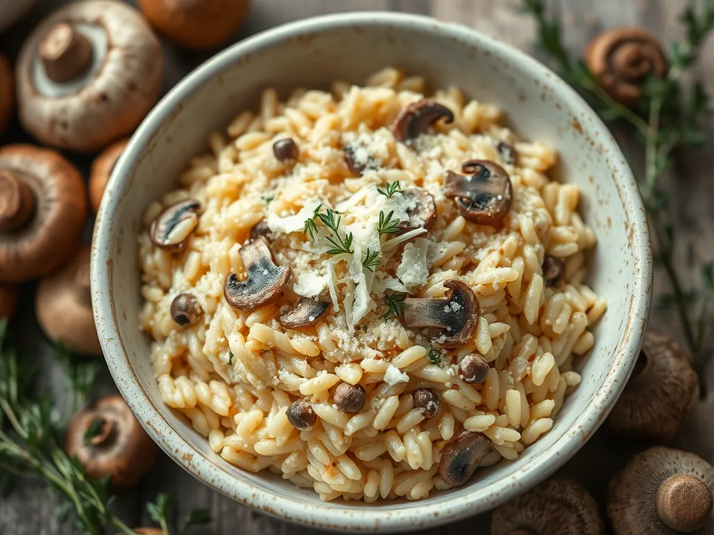 Delicious one-pot mushroom risotto made in the microwave with fresh mushrooms and herbs.