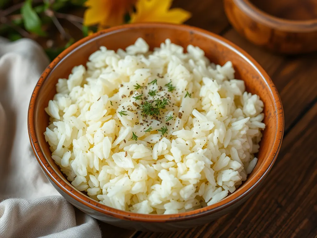 Fluffy white rice ideal for One-Pot Jambalaya microwave fast version
