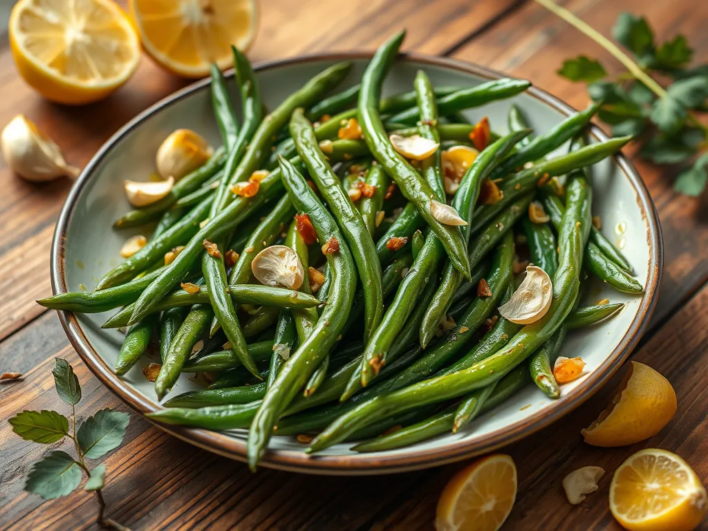 Delicious quick microwave garlic green beans with lemon and garlic