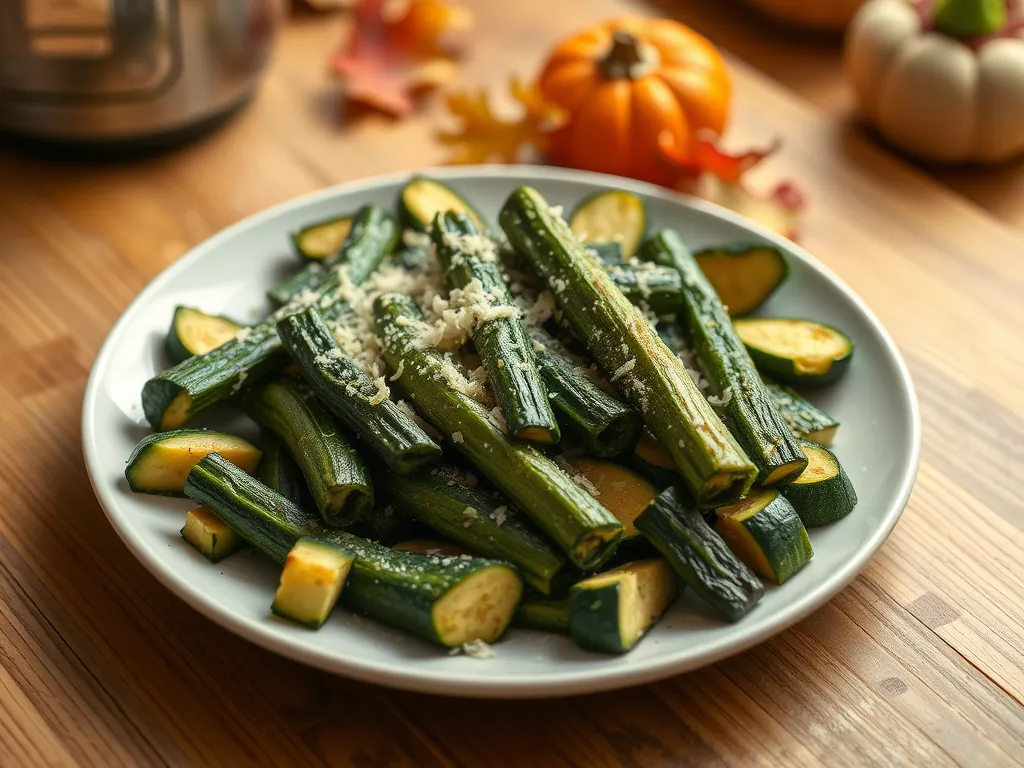 Delicious quick microwave Parmesan zucchini served on a plate