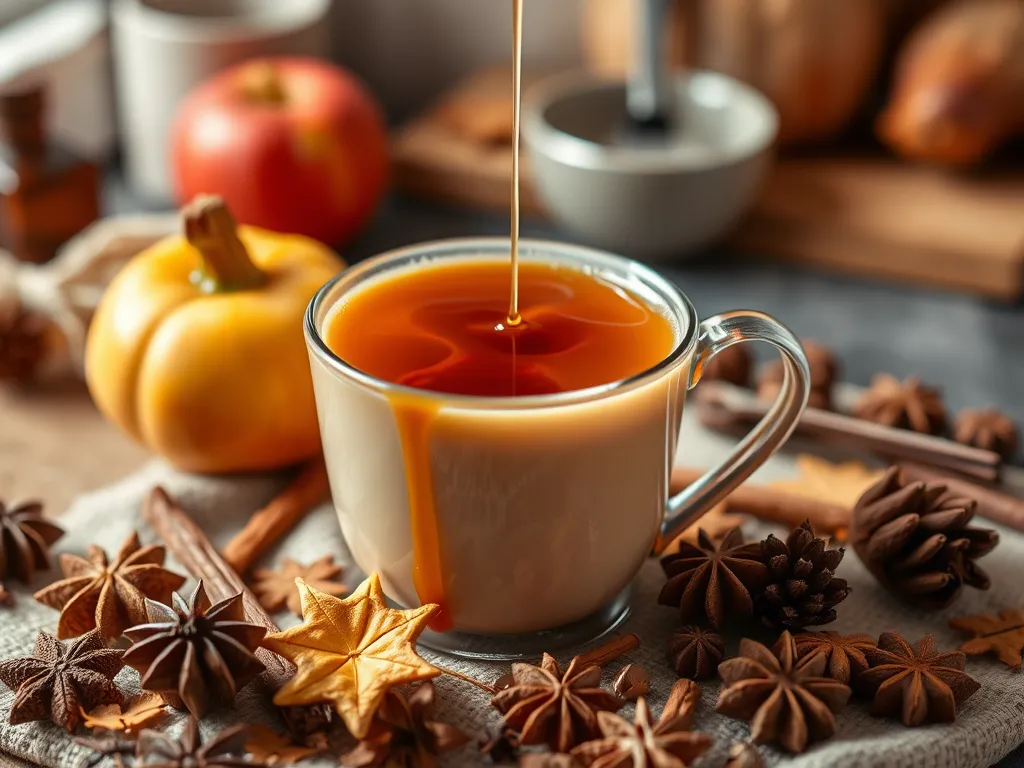 Delicious spiked apple cider with spices and pumpkin, perfect for mulled drinks.