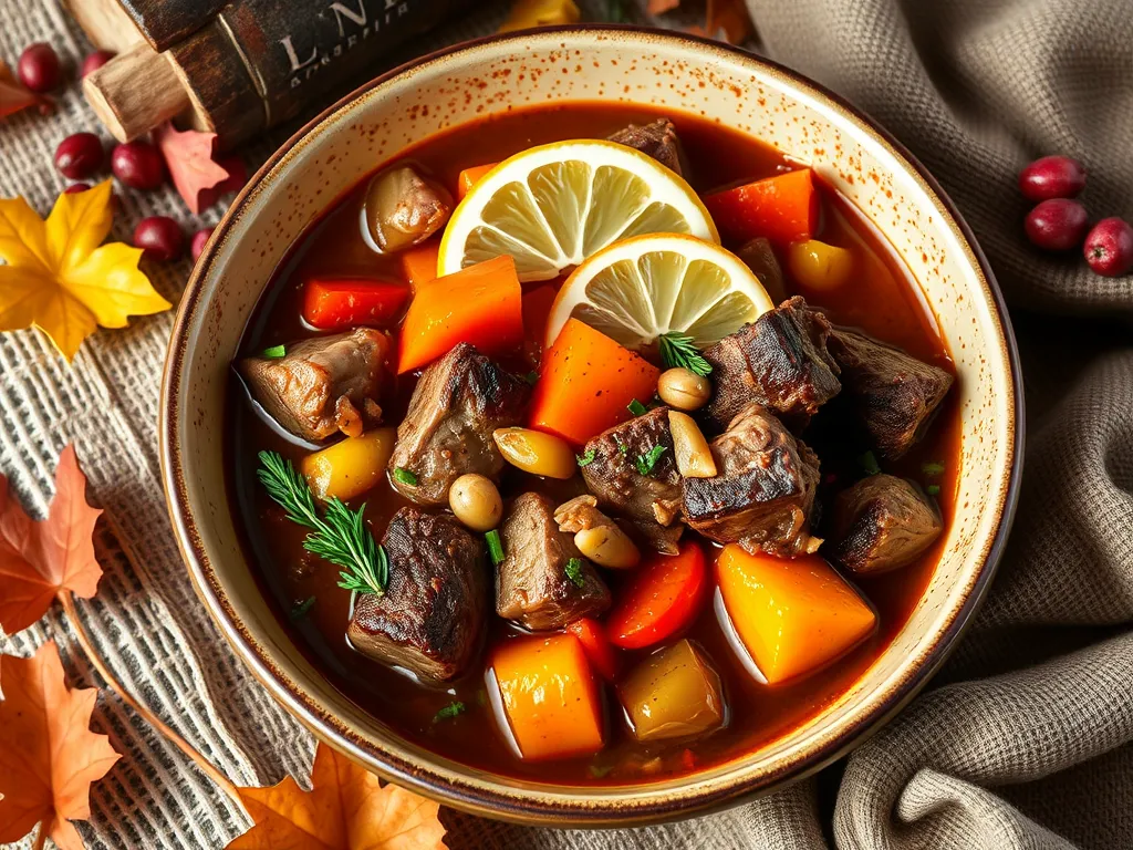 Delicious venison stew prepared using the microwave method, featuring tender meat and fresh vegetables.