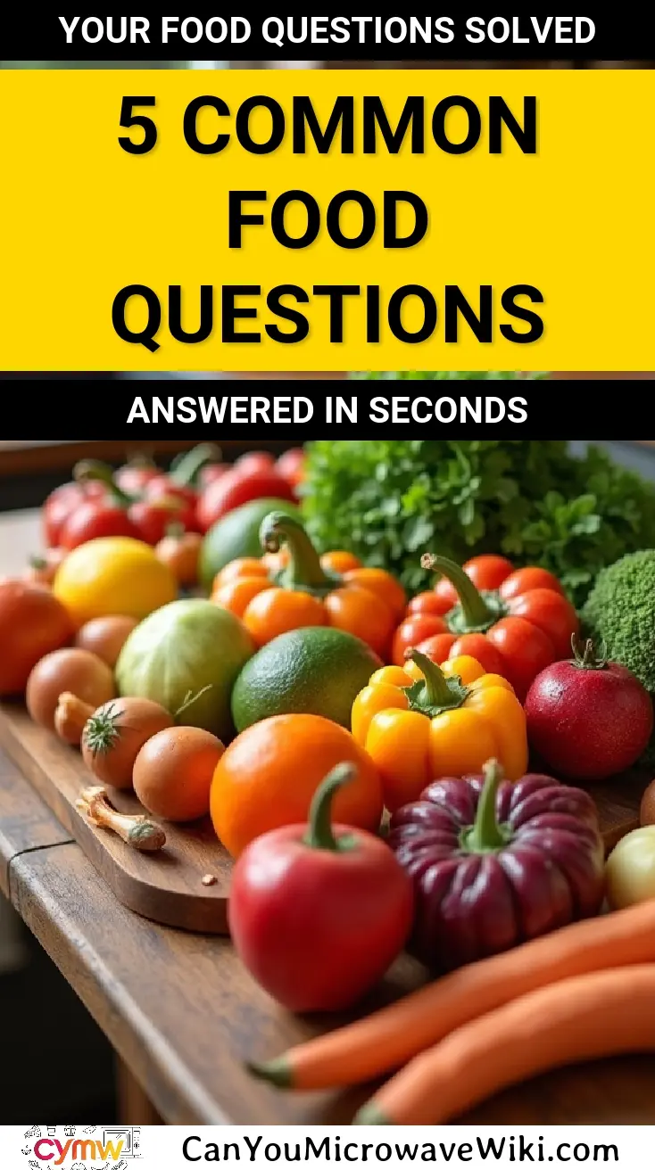 A variety of fresh vegetables and fruits representing common food questions