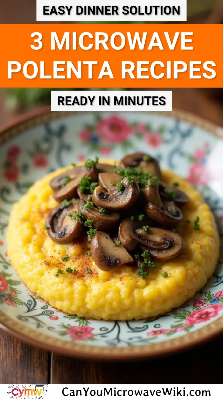 Delicious 3 Microwave Polenta Recipes topped with mushrooms and herbs