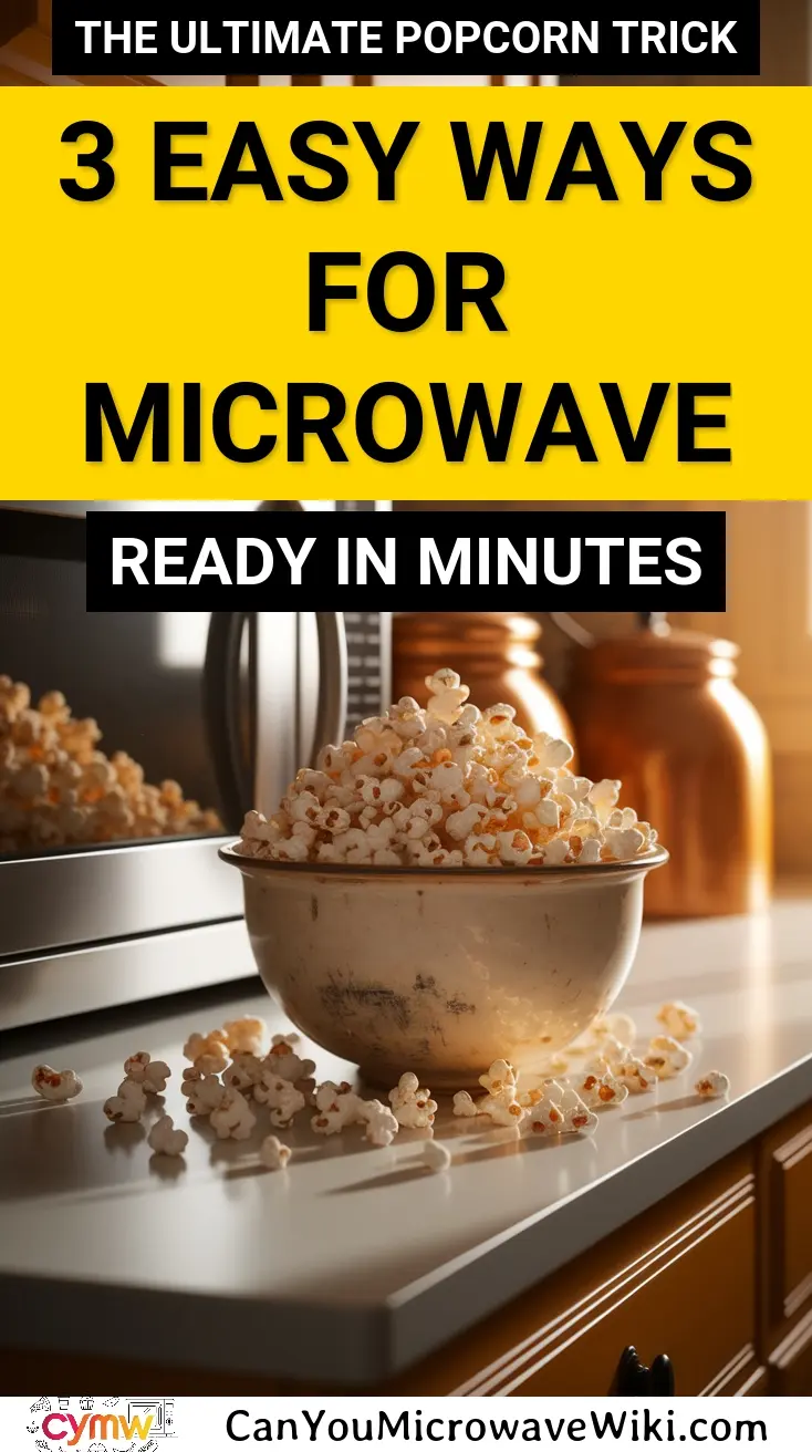 A bowl of popcorn next to a microwave, illustrating three easy ways to make popcorn in the microwave without the bag