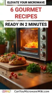 Delicious gourmet microwave recipes ready in just two minutes.