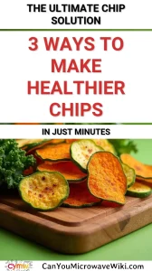 Image showcasing healthier chips made in a microwave, featuring a variety of colorful vegetable slices.