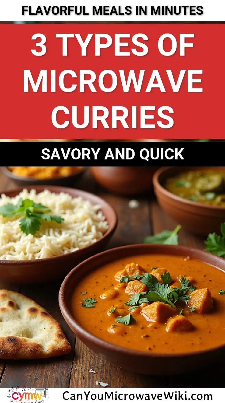 Delicious microwave curries with rice and bread for a quick meal