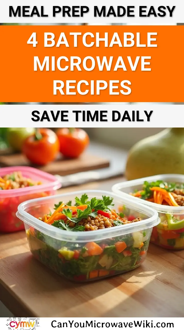Colorful batchable microwave meals prepared for easy meal prep