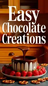 Delicious treats made with microwave-melted chocolate, featuring strawberries and pretzels.