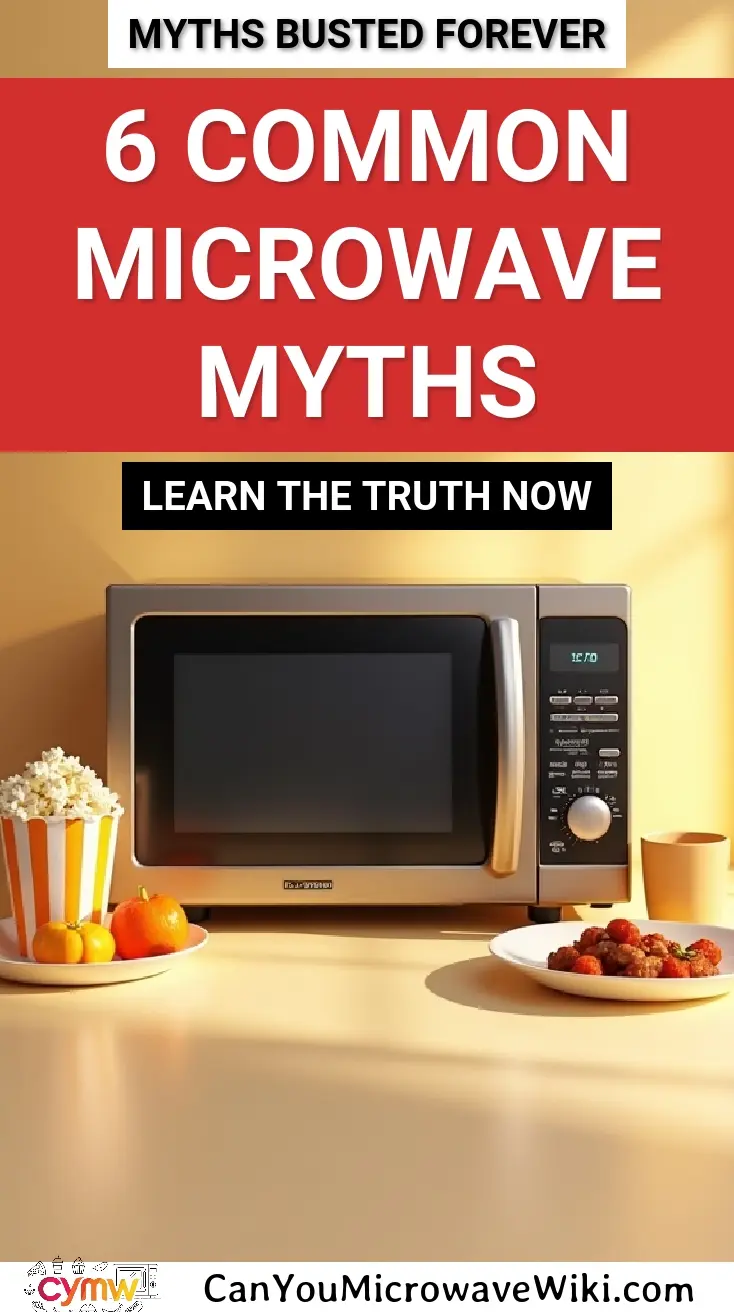 Image depicting a microwave with the title 6 Common Microwave Myths, highlighting common misconceptions.