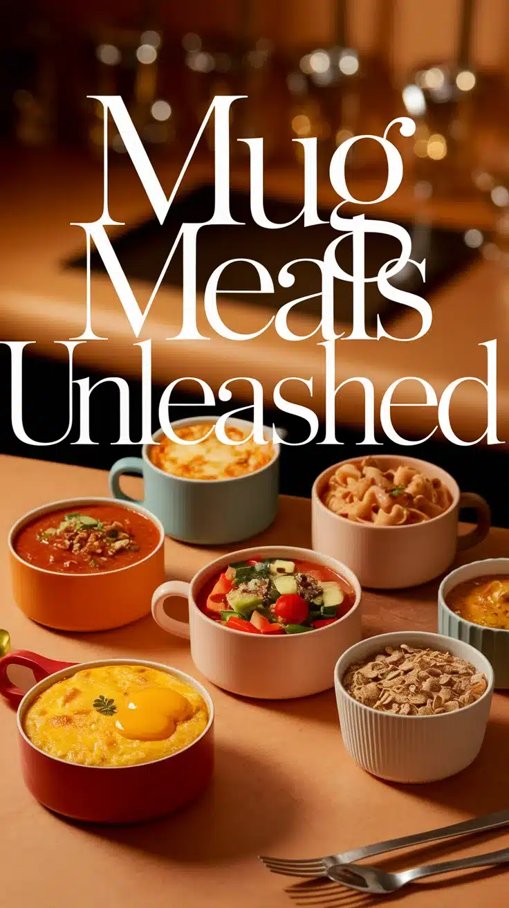 Delicious meals cooked in mugs, showcasing various recipes beyond cake.