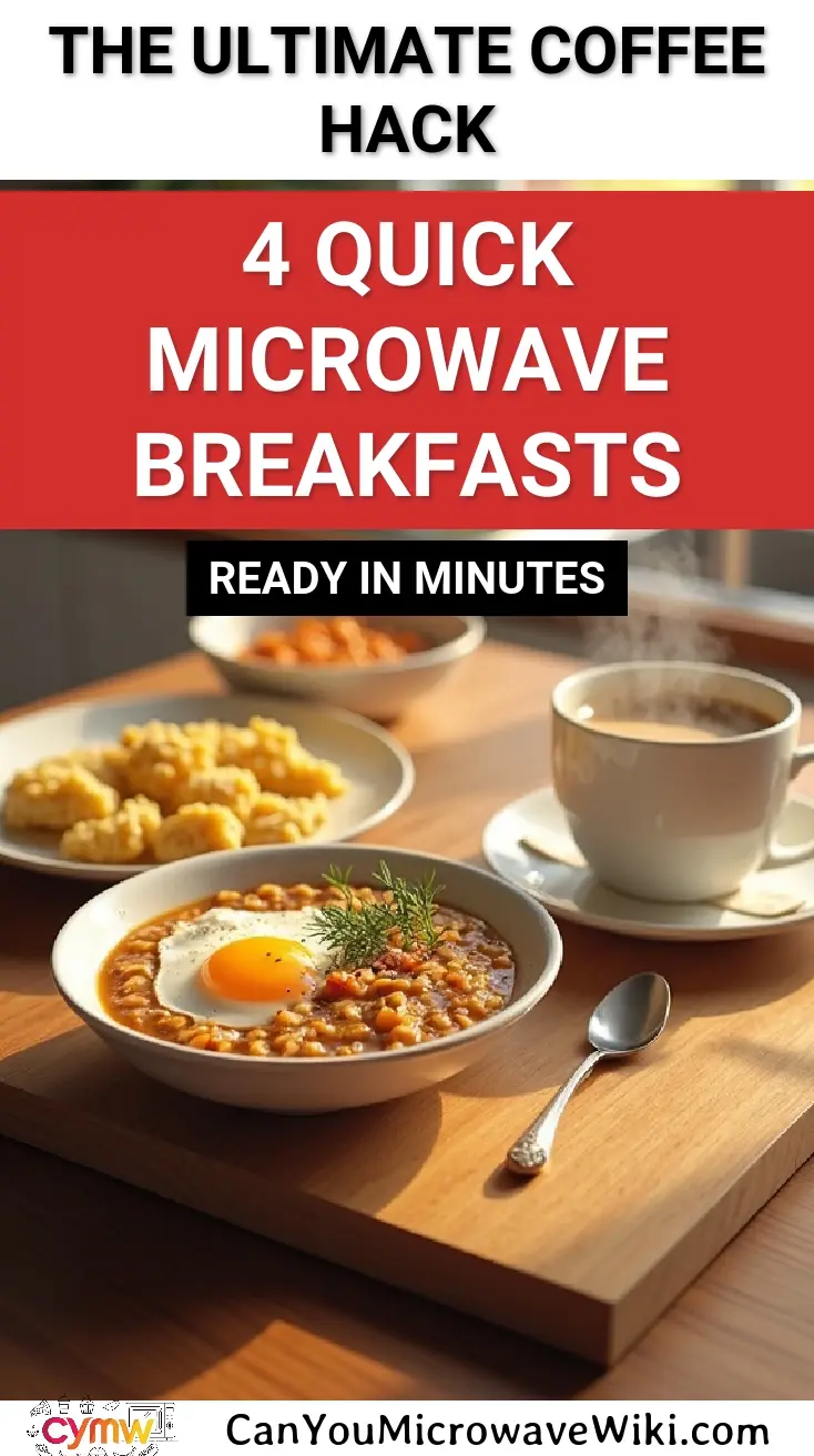 Delicious microwave breakfasts perfect for coffee lovers, featuring egg, oatmeal, and coffee.