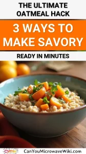 Delicious savory oatmeal topped with vegetables, perfect for quick microwave meals