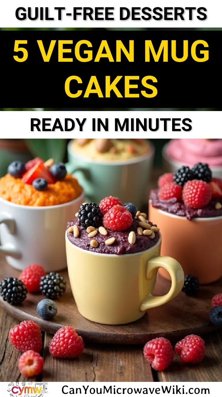 Delicious and guilt-free vegan mug cakes topped with berries and yogurt