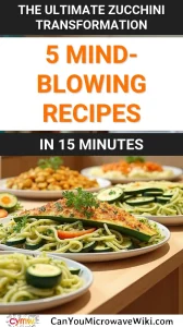 Delicious zucchini recipes prepared in the microwave, showcasing various dishes.